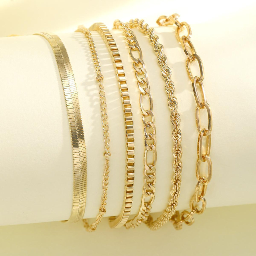 Damen Fußkettchen-Set mit stilvollen, feinen Kettenstrukturen Shop Nory