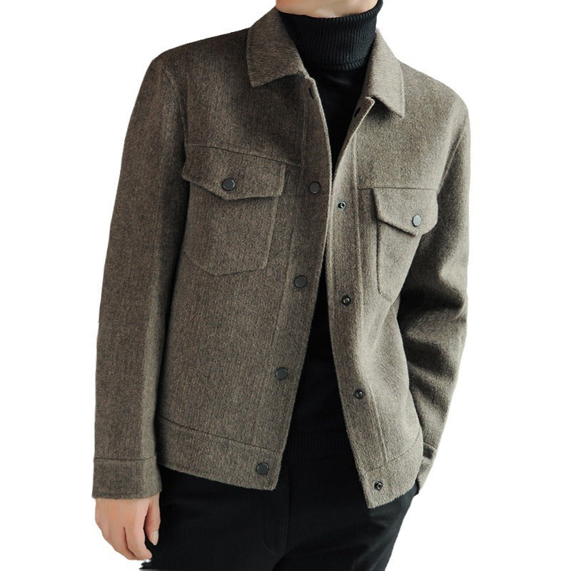 Herren Kurzblouson aus Wollmix mit Druckknopfleiste, Hemdkragen und aufgesetzten Pattentaschen Shop Nory