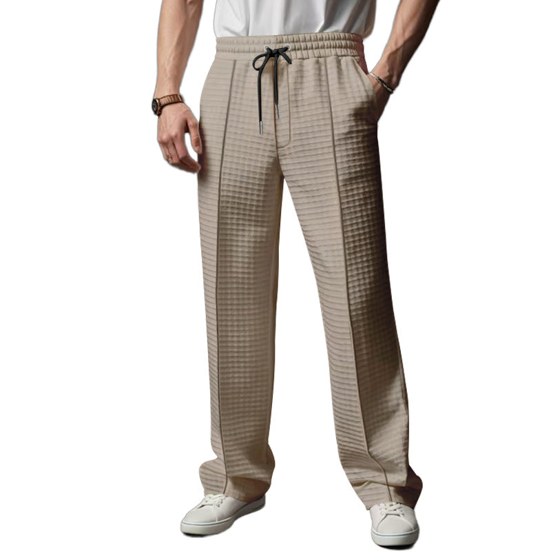 Herren Relaxed-Fit Freizeit-Hose mit strukturierter Karooptik, elastischem Bund & Kordelzug Shop Nory