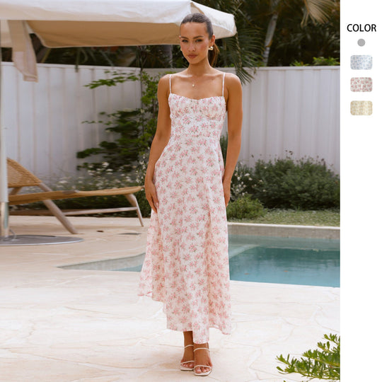 Damen Maxikleid mit zarten Blumenmuster