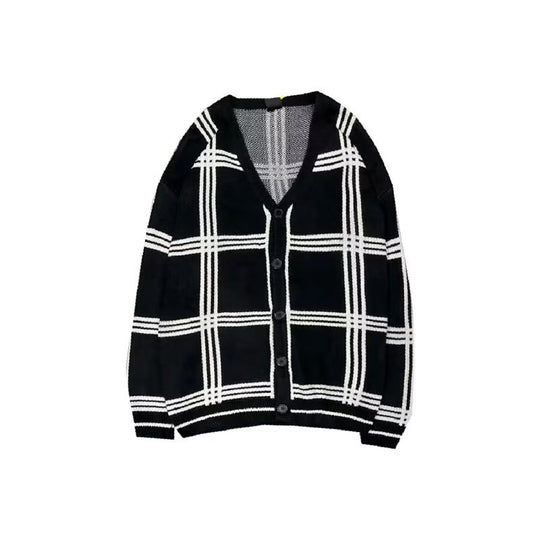 Herren Modischer Grobstrick Cardigan mit Karomuster Shop Nory
