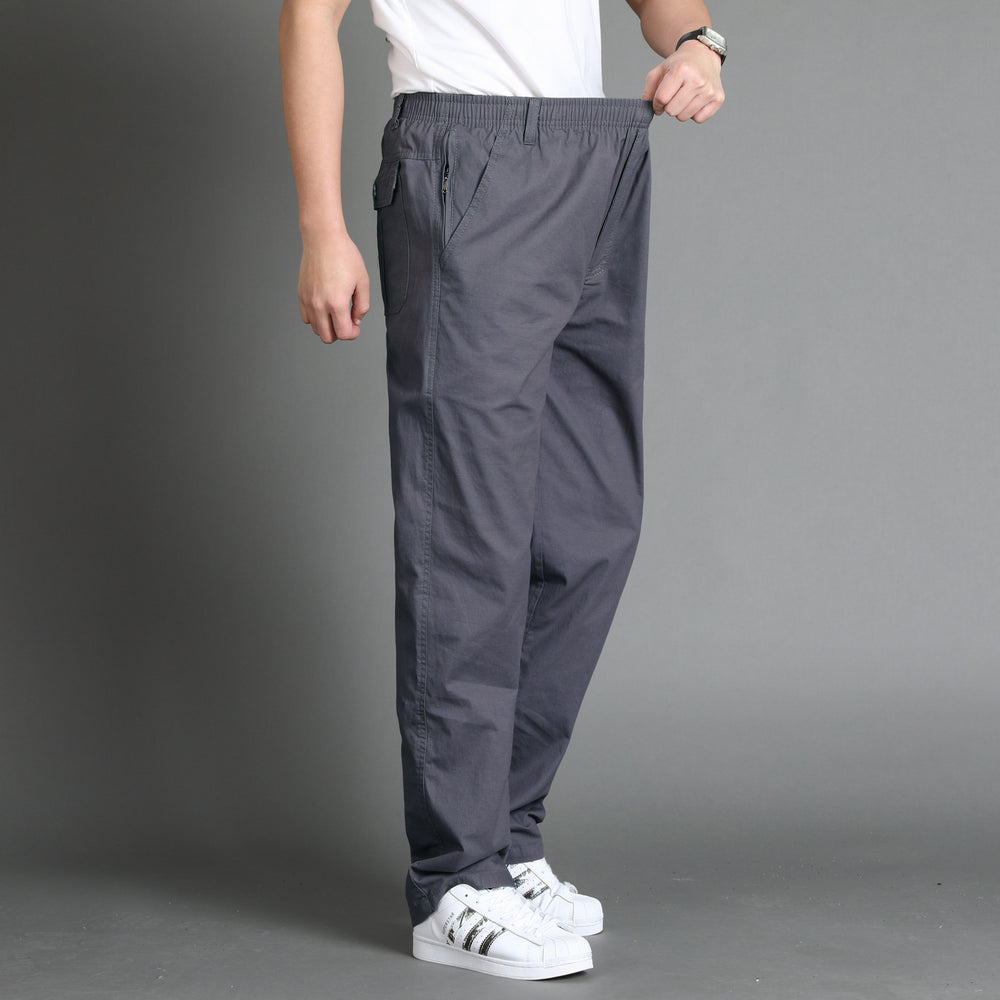 Herren Locker geschnittene Chinohose mit elastischem Bund und seitlicher Reißverschlusstasche Shop Nory