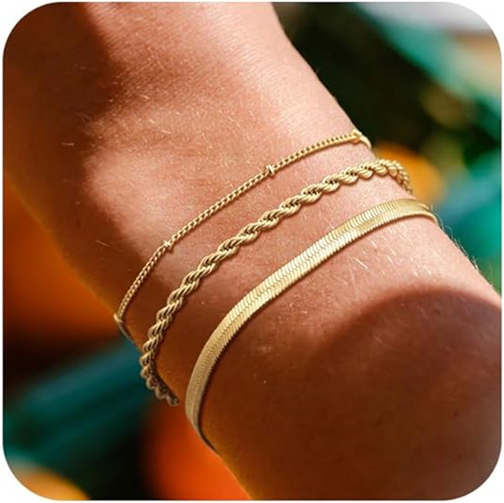 Damen Armbandset mit eleganter Glieder- und Zierkettengestaltung Shop Nory