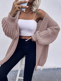 Damen Grobstrick-Cardigan mit voluminösen Ärmeln und offener Vorderseite