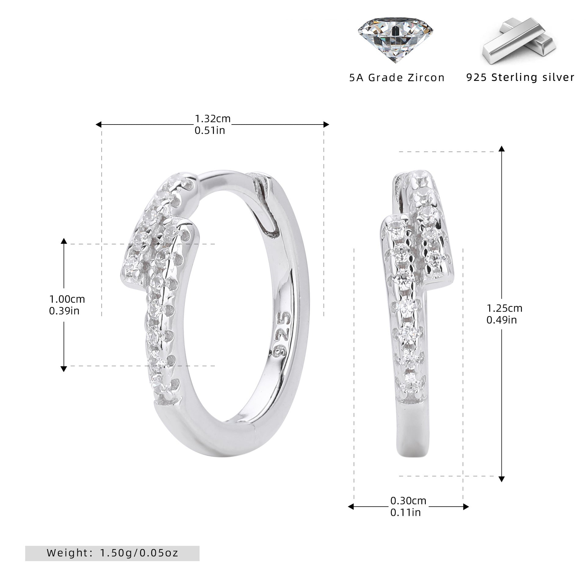 Damen Ohrringe mit funkelndem Zirkonbesatz aus hochwertigem 925 Sterling Silber Shop Nory