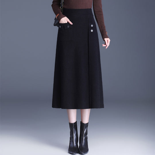Damen Eleganter Maxirock mit praktischen Taschen und Knopfdetails Shop Nory