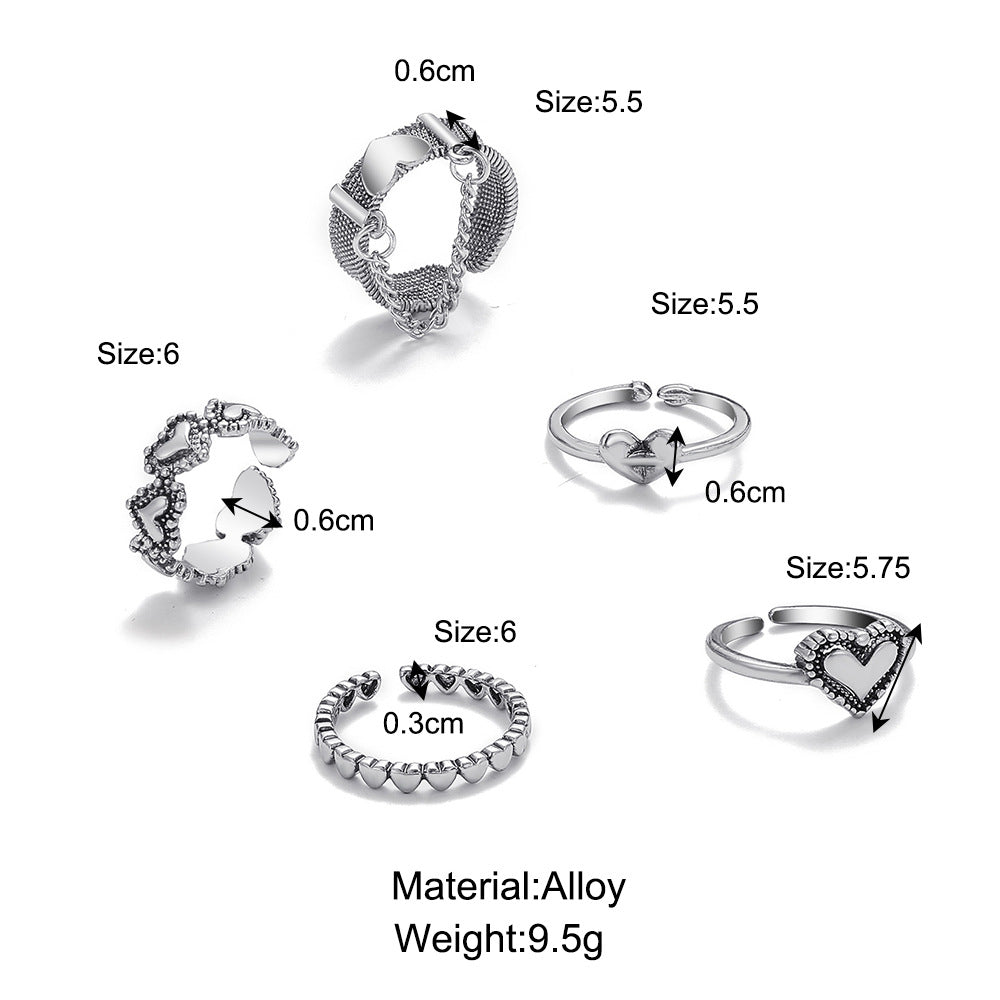 Damen Ring-Set mit filigranen und herzförmigen Designs Shop Nory