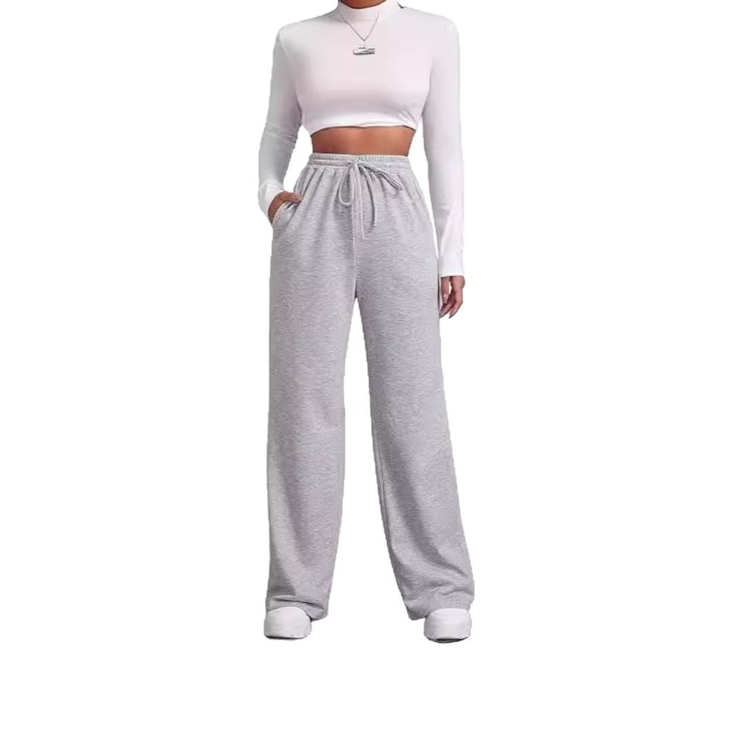 Damen nan fließende Relax-Palazzohose mit hohem Komfortbund, Kordelzug und seitlichen Einschubtaschen Shop Nory