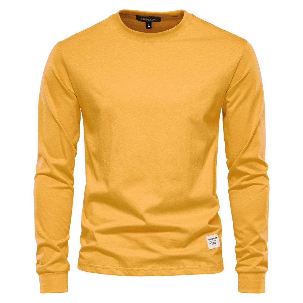 Herren nan klassisches langärmliges Baumwollshirt mit Rundhalsausschnitt und elastischen Bündchen