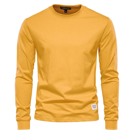 Herren nan klassisches langärmliges Baumwollshirt mit Rundhalsausschnitt und elastischen Bündchen