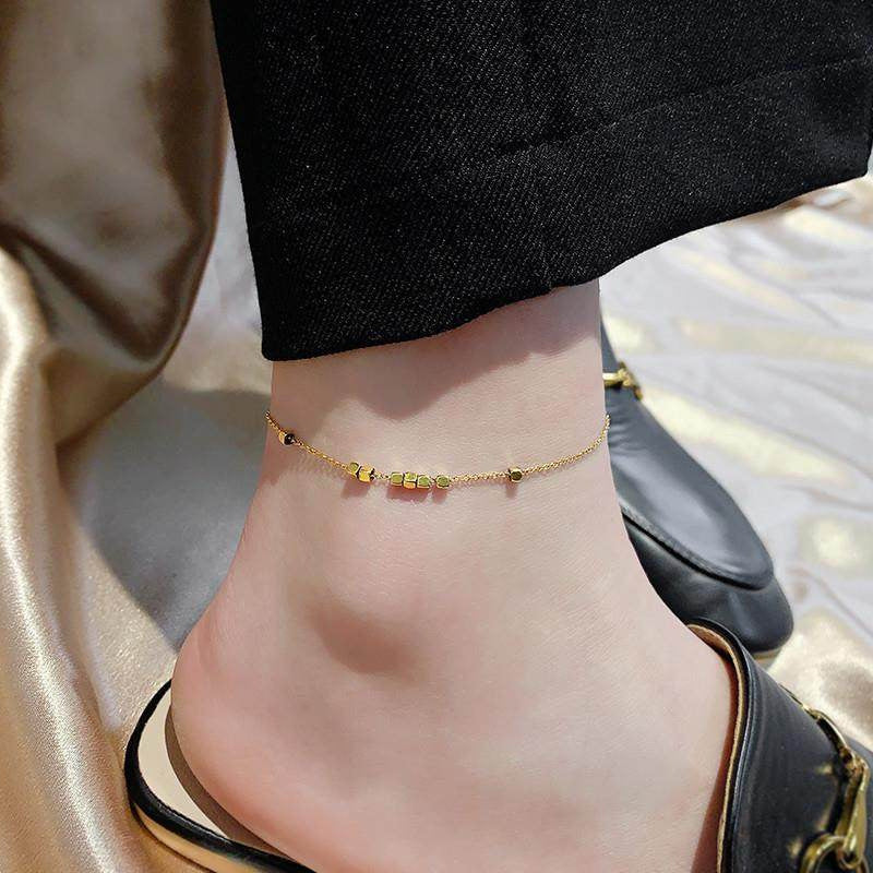 Damenschmuck zarte Goldperlen Kette Fußkette Shop Nory