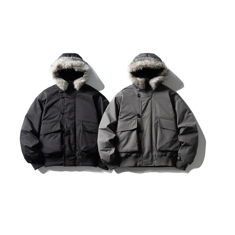 Herren Gefütterte Winterbomberjacke mit Kapuze und Kunstfellbesatz Shop Nory