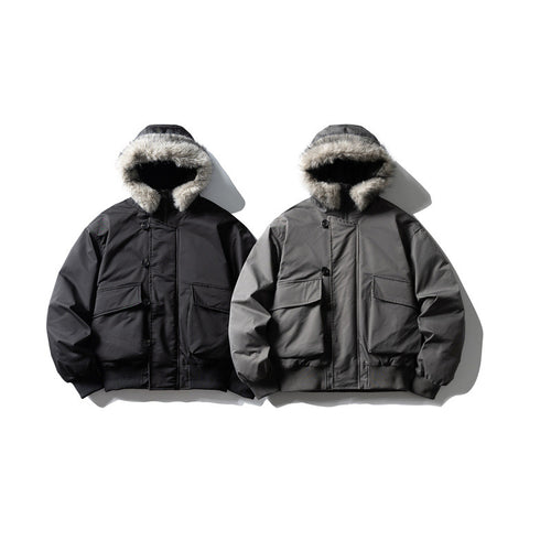Herren Gefütterte Winterbomberjacke mit Kapuze und Kunstfellbesatz Shop Nory