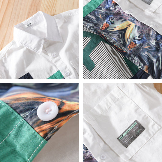 Herren Lässiges Hemd mit kunstvollen Print‑Paneelen und aufgesetzter Brusttasche Shop Nory