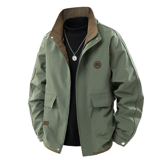 Herren Kurz geschnittene Softshell‑Utility‑Jacke mit Stehkragen und Pattentaschen Shop Nory