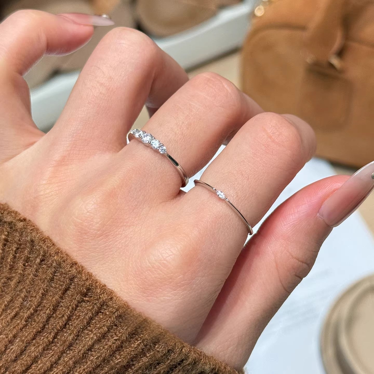 Damen Feiner Zirkonia Solitär Ring Shop Nory
