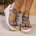 Damen Plateau-Sandalen mit funkelndem Schmetterlingsdesign