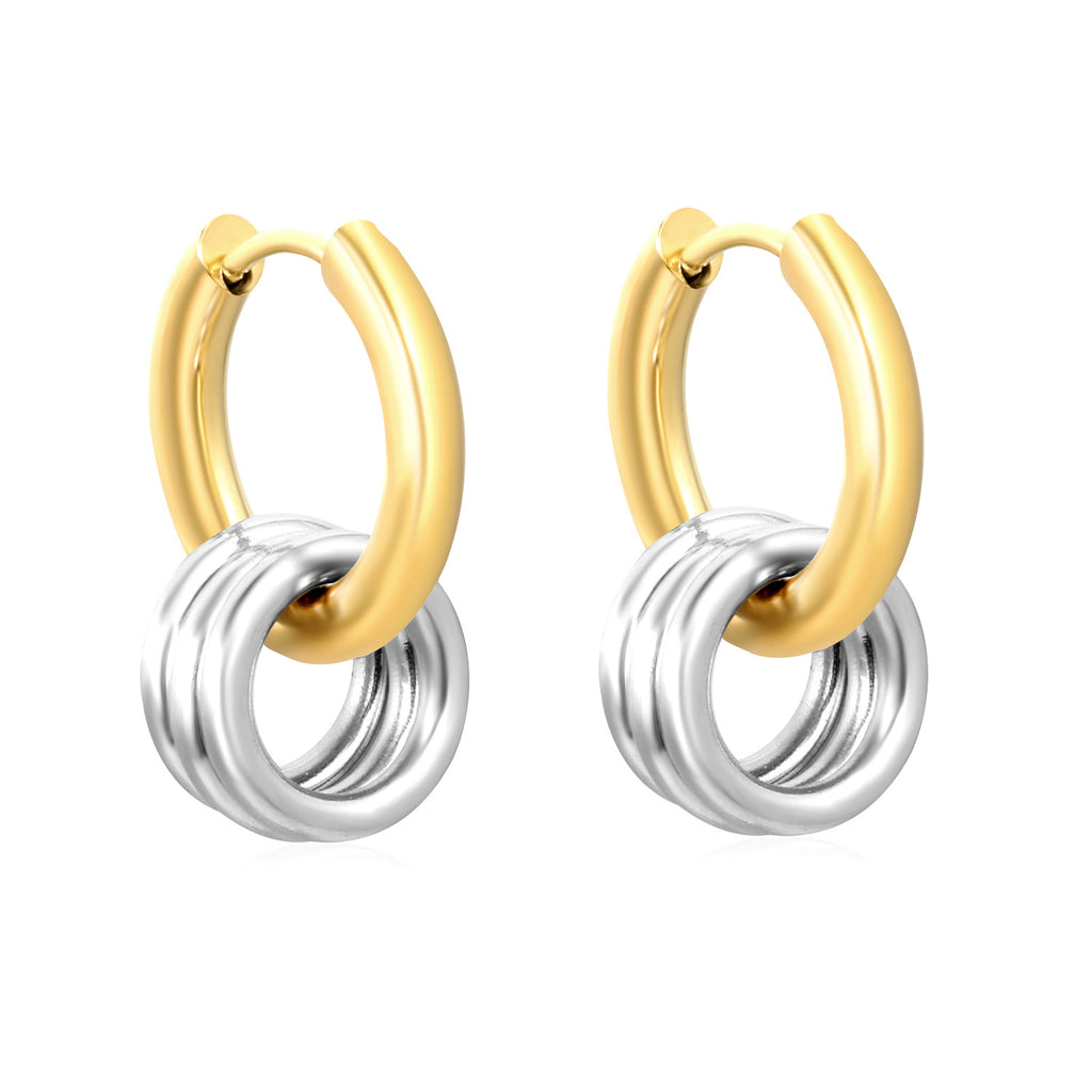 Damen Hochwertige Creolen mit kreativen doppelten Ring-Elementen Shop Nory