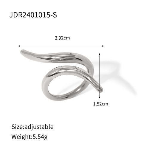 Damen Offener Ring mit modernem, geschwungenem Design und Zirkonia-Akzent Shop Nory