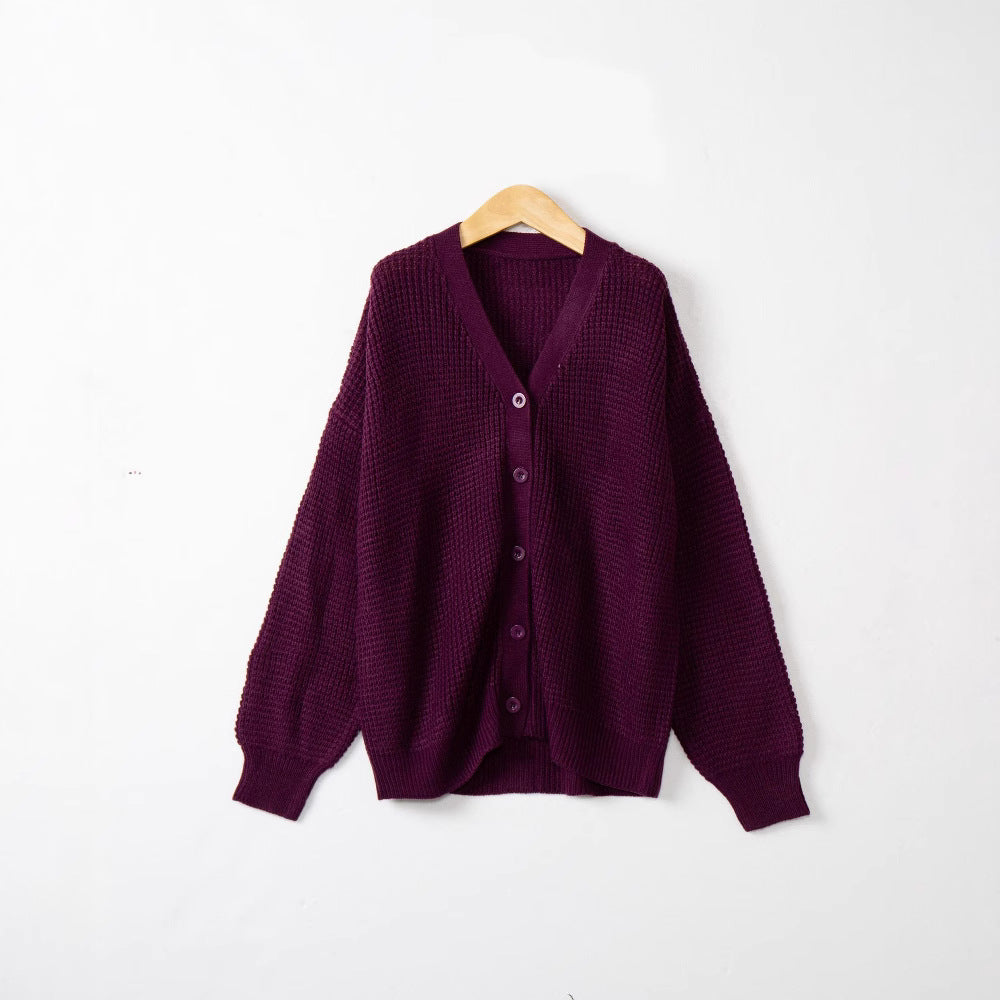 Damen Waffelstruktur-Cardigan mit tiefem V-Ausschnitt und kastigem Oversize-Schnitt Shop Nory