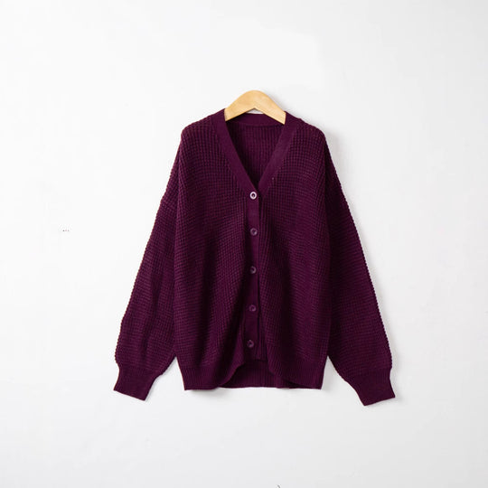 Damen Waffelstruktur-Cardigan mit tiefem V-Ausschnitt und kastigem Oversize-Schnitt Shop Nory