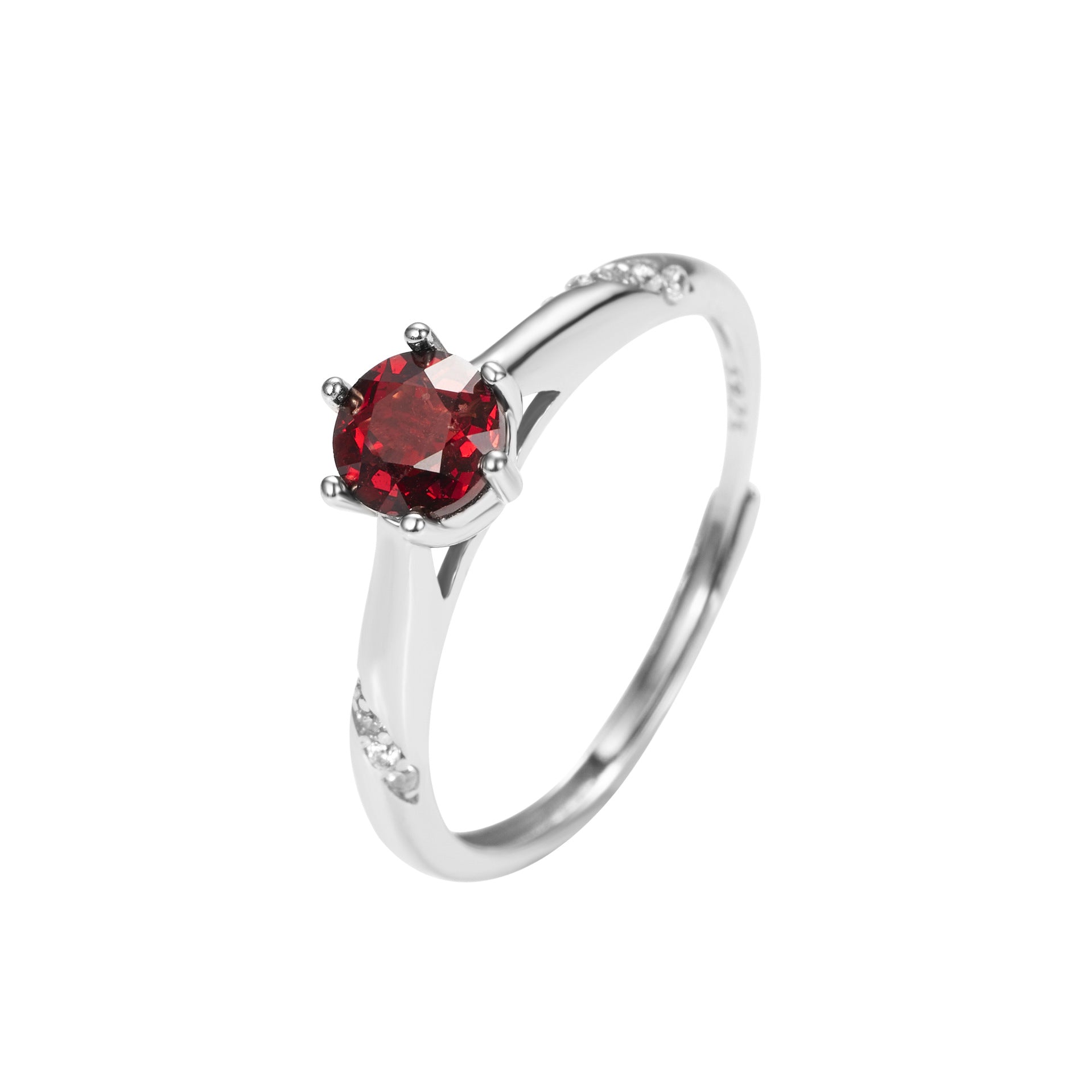 Damen Ring mit rotem Stein und funkelnden Zirkonia-Detail Shop Nory
