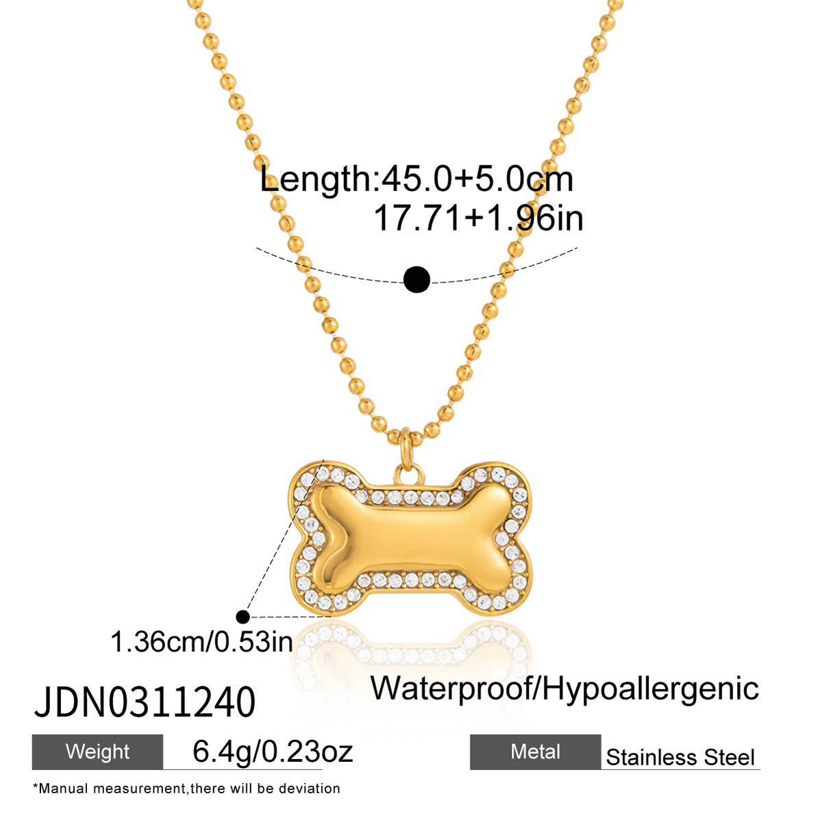 Damen Halskette mit Hundedesign aus hypoallergenem Edelstahl Shop Nory