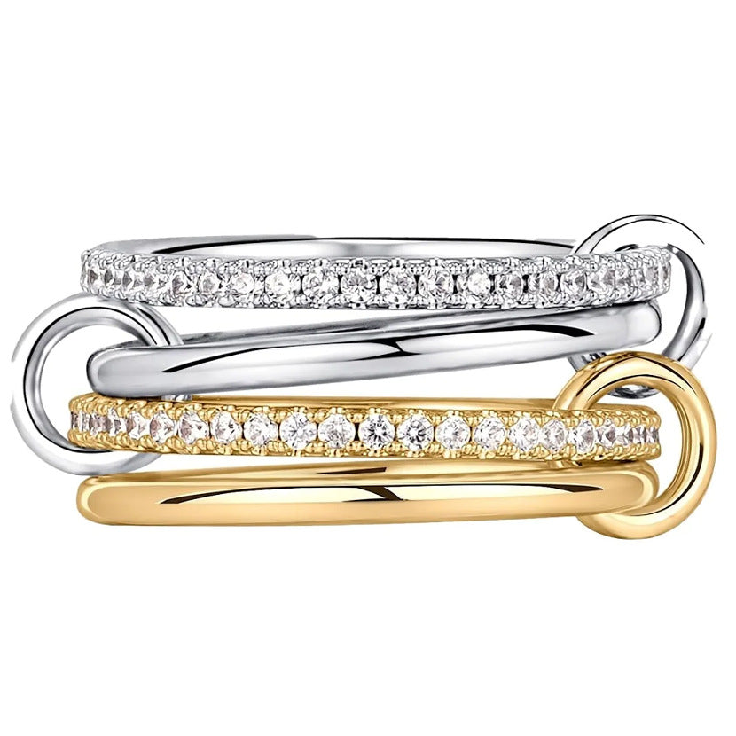 Damen elegant gestaltete Stapelringe mit funkelnden Zirkonia Shop Nory