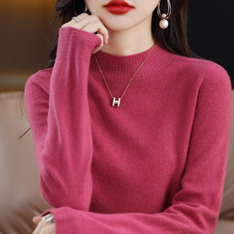 Damen Leichter Feinstrick-Mockneckpullover mit strukturierter Kragenblende Shop Nory