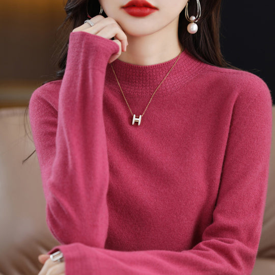 Damen Leichter Feinstrick-Mockneckpullover mit strukturierter Kragenblende Shop Nory