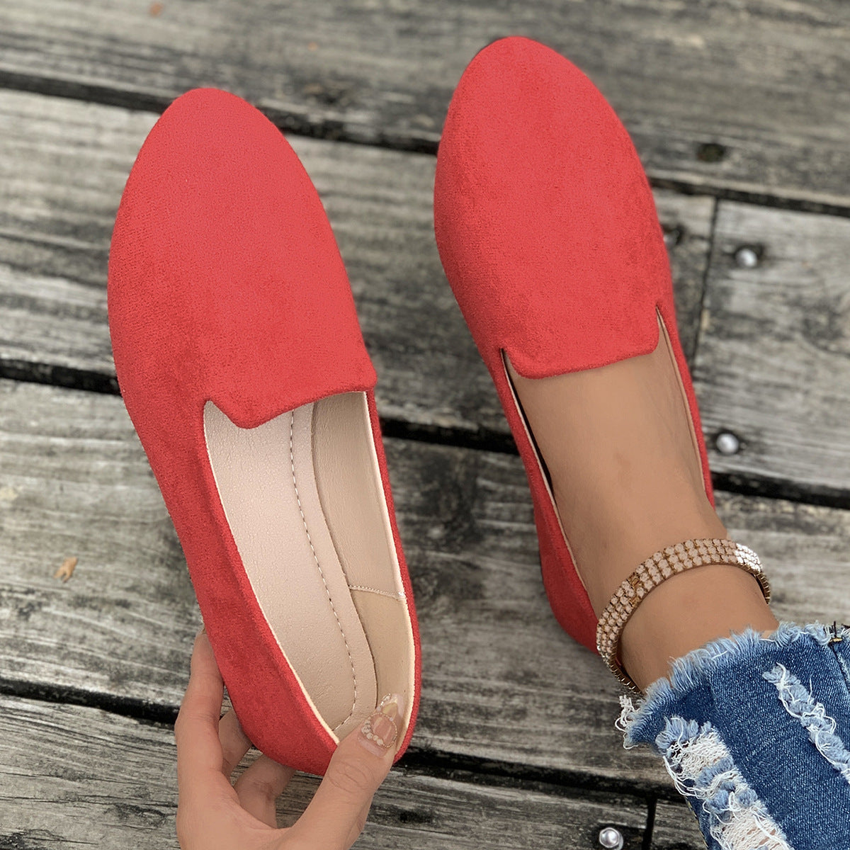 Damen elegante Slipper aus weichem Wildleder Shopnory