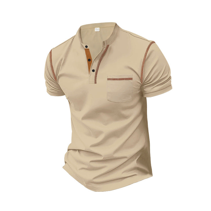 Herren shirt mit modernem Henley-Kragen und praktischen Brusttasche ShopNory