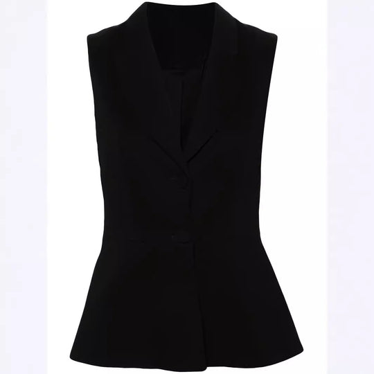Damen Ärmellose taillierte Blazerweste mit Revers und Formnähten Shop Nory