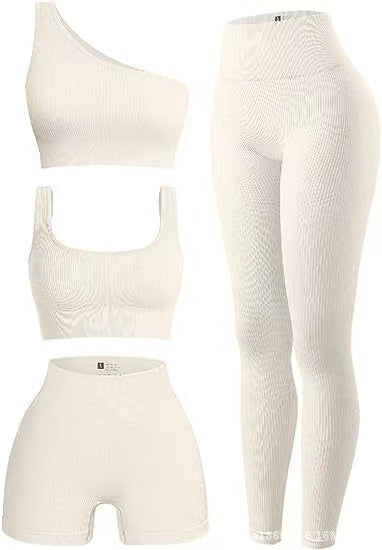 Damen Sportliches 3-teiliges Set mit trendigen Oberteilen und Leggings Shopnory