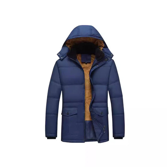 Herren Langer Thermoisolierter Steppparka mit Teddy-Innenfutter, Kapuze und Klappentaschen Shop Nory