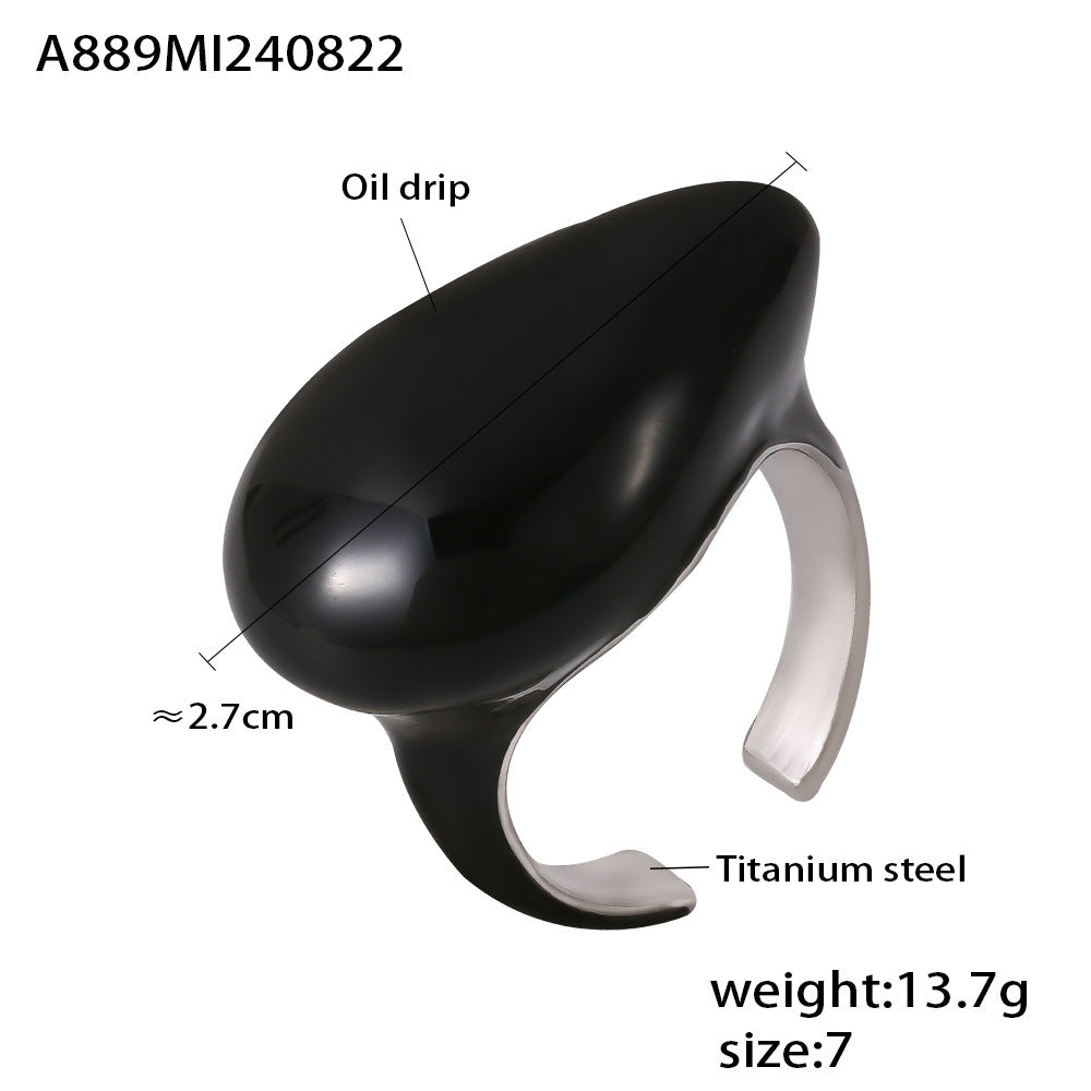 Damenring mit tropfenförmigem Design aus Titanstahl Shop Nory