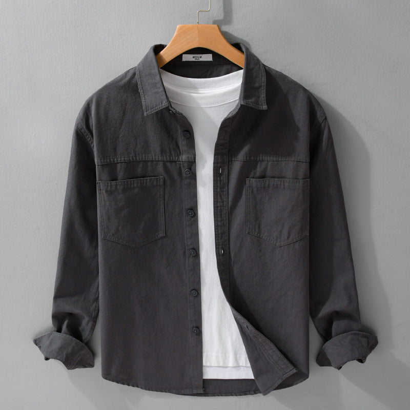 Herren Utility-Hemdjacke aus Baumwolltwill mit verdeckter Knopfleiste und Relaxed-Schnitt Shop Nory