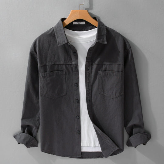 Herren Utility-Hemdjacke aus Baumwolltwill mit verdeckter Knopfleiste und Relaxed-Schnitt Shop Nory