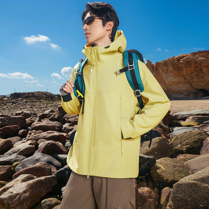 Herren Softshell-Outdoorjacke mit Kapuze, winddicht und wasserabweisend Shop Nory