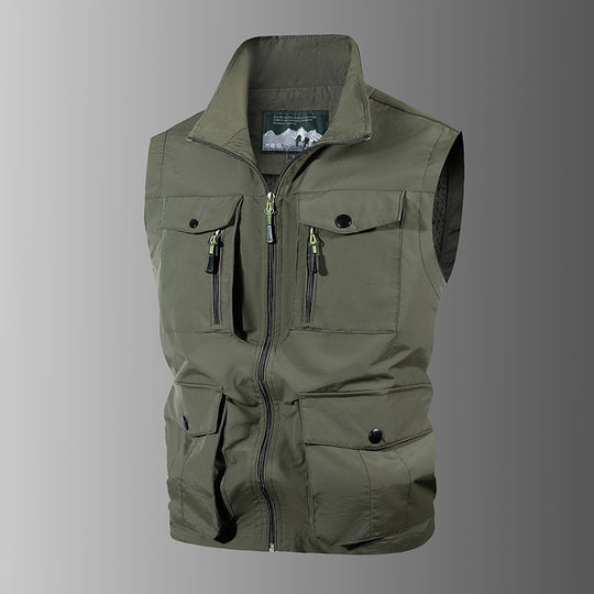 Herren Multifunktions-Outdoorweste mit Mehrfachtaschen und Stehkragen Shop Nory