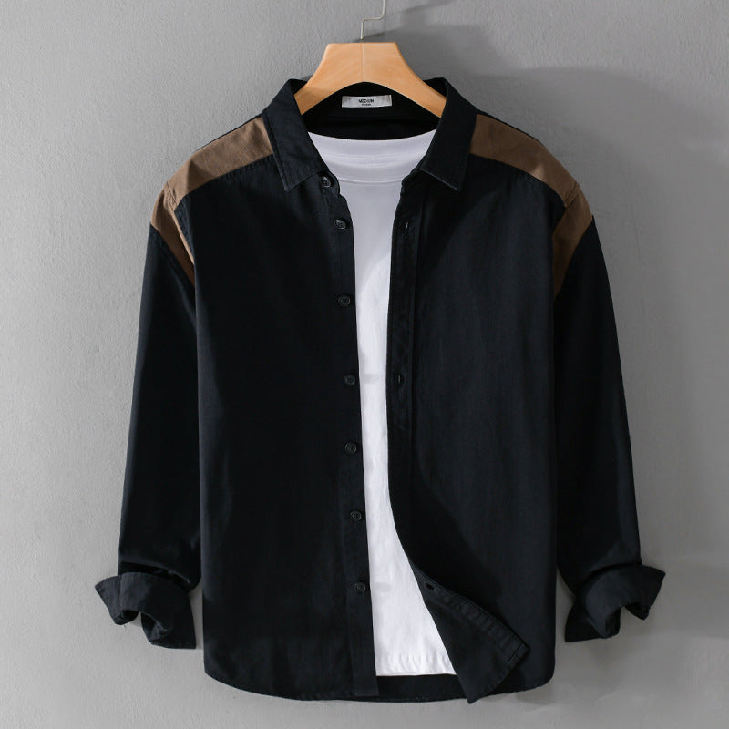 Herren Overshirt mit Kontrastpasse und lockerem Schnitt aus Baumwollmix Shop Nory