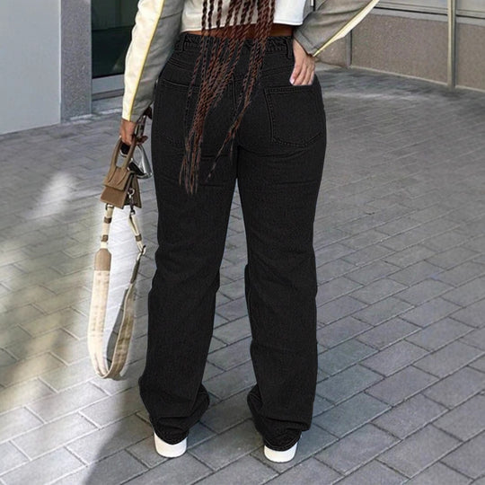 Damen weite Destroyed-Denim-Jeans mit hoher Taille und starkem Ripped-Look Shop Nory