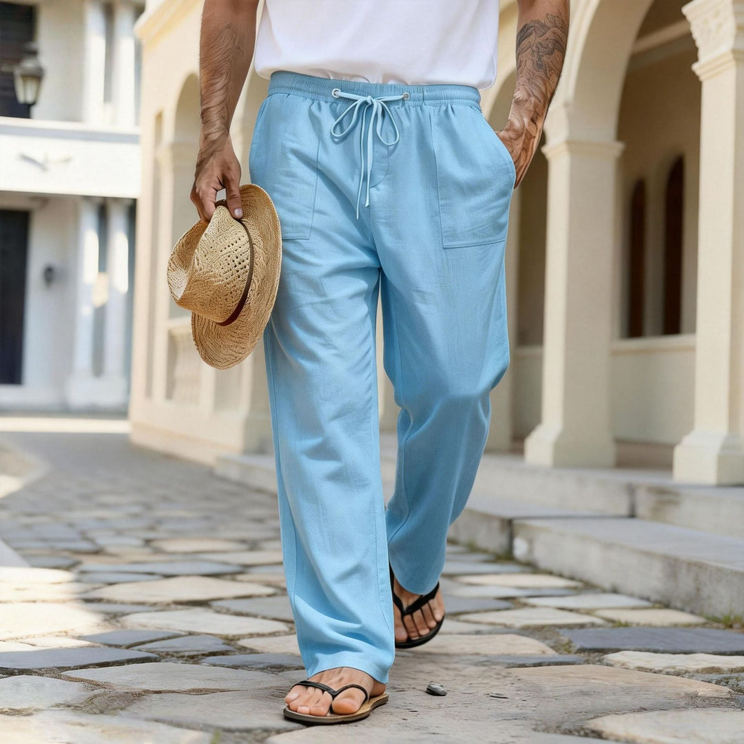 Herren leichte Leinenhose mit elastischem Bund und Kordelzug Shop Nory