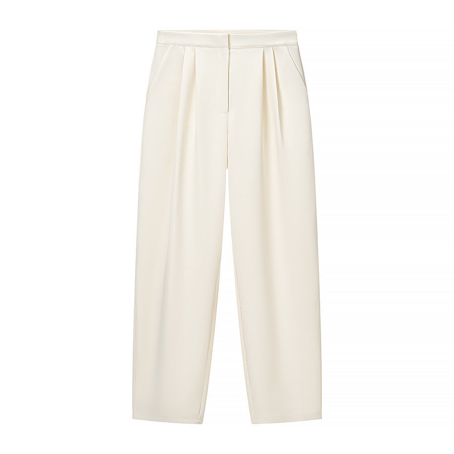 Damen Hochtaillierte weite Stoffhose mit Bundfalten, Bügelfalte und Eingrifftaschen Shop Nory