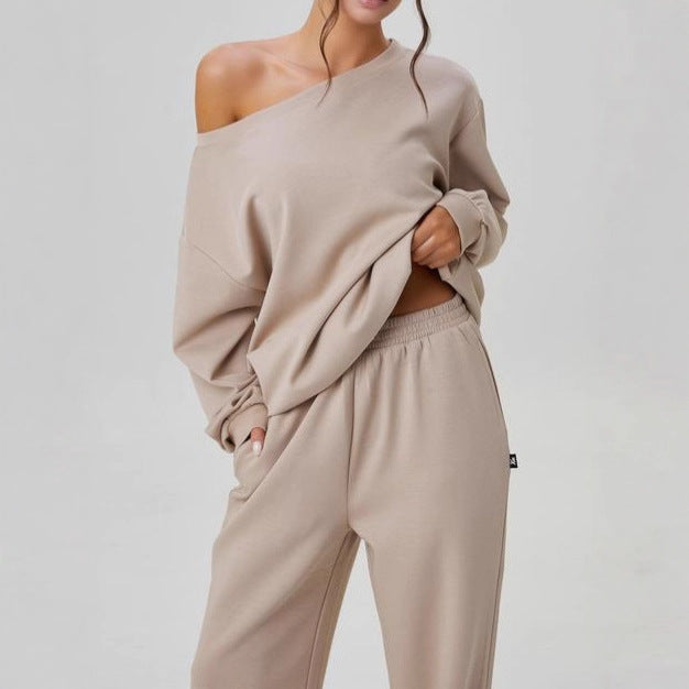 Damen nan legeres Lounge-Set mit einseitigem Schulterdetail und weiter Jogginghose Shop Nory