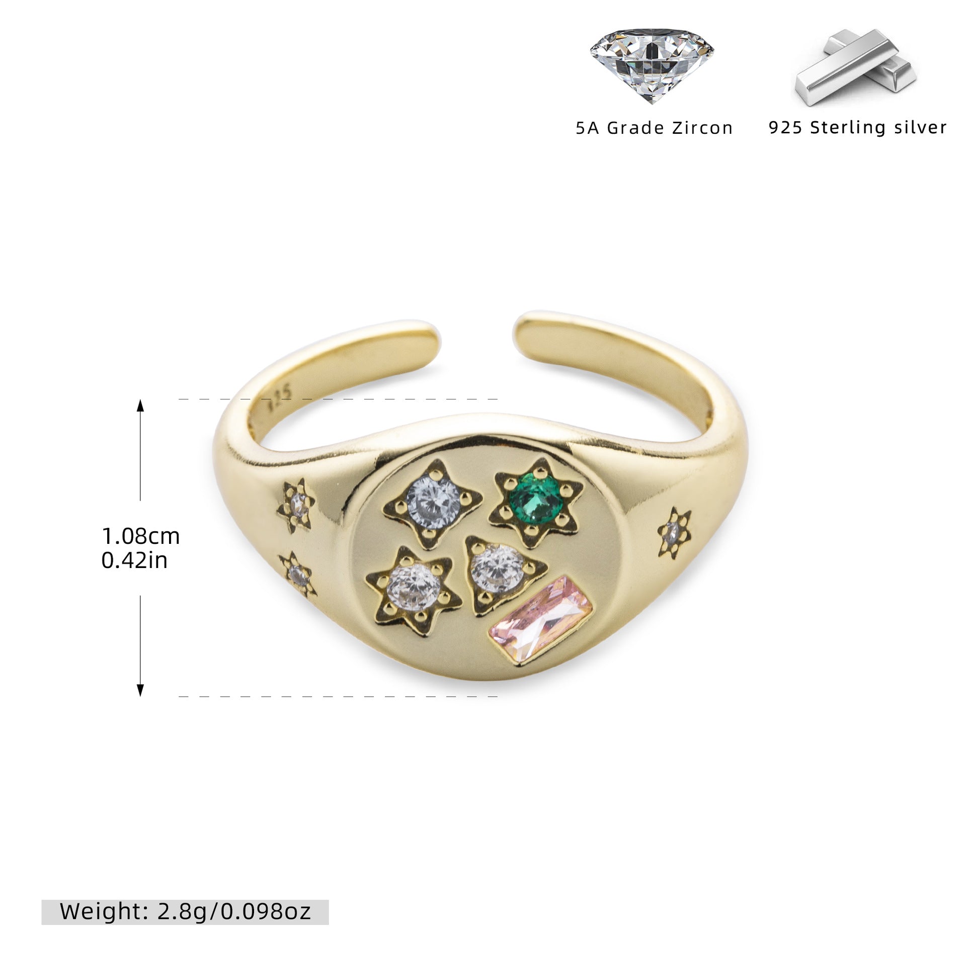 Damen Ring mit funkelnden Zirkon-Akzenten im kreativen Sternendesign Shop Nory