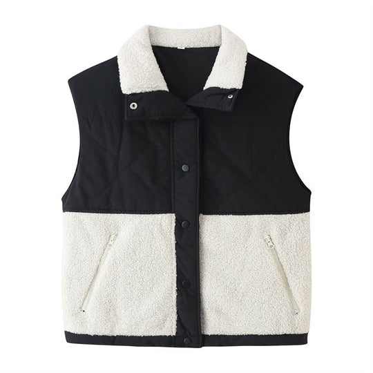 Damen Steppweste mit Teddyfleece-Einsatz, Stehkragen und Reißverschlusstaschen Shop Nory