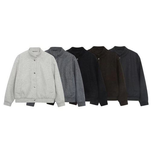 Herren Wollmix-Bomberjacke mit Rippbündchen und Druckknopfleiste Shop Nory