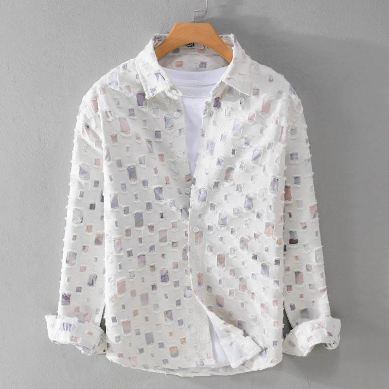 Unisex Leichtes Strukturhemd mit quadratischen Cut-Outs und Oversize-Schnitt Shop Nory