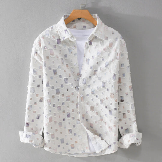 Unisex Leichtes Strukturhemd mit quadratischen Cut-Outs und Oversize-Schnitt Shop Nory